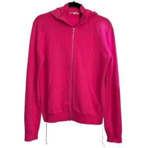 Helmut Lang 100% Cashmere Zip-up Hoodie Sweatshirt, Vibrant Pink size Small
